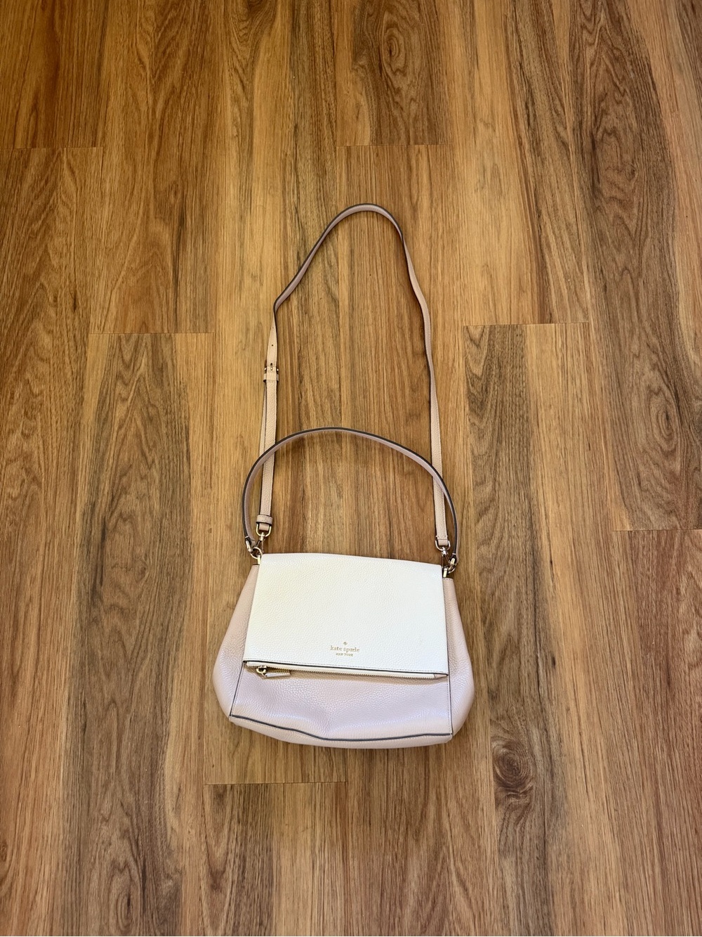 Kate Spade Colorblock Leather Crossbody Bag Beige Ivory Cream